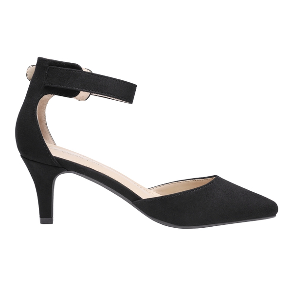 Women's Closed Toe Ankle Strap Heels - BLACK SUEDE - 2